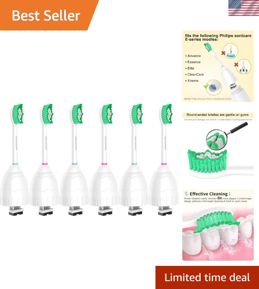 6 Pack Philips Sonicare Replacement Toothbrush Heads for E-Series Models - Green