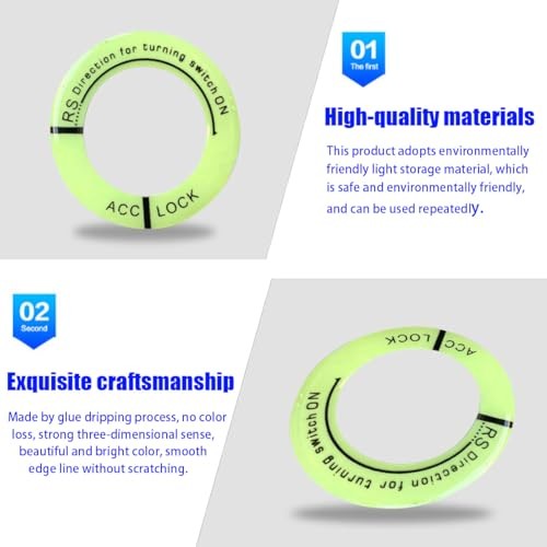 4PCS Ignition Switch Luminous Decoration Ring,Car Engine Start Stop Decoration
