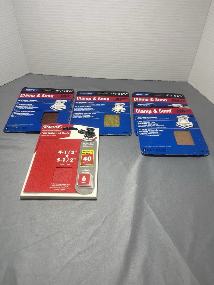 Norton Palm Sander Sheets - 3 Different Grits 40, 60 & 220