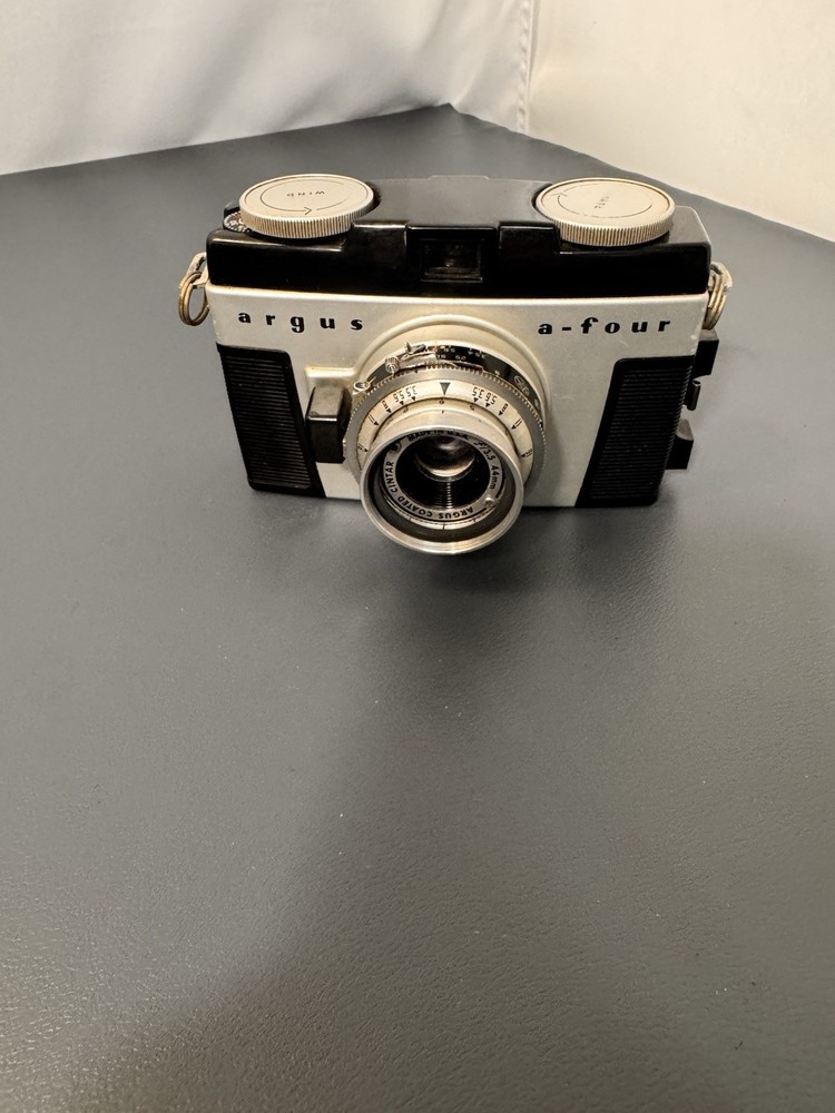 Argus a-four Camera, with Cintar 44 mm, Leather Case, Untested, and has damage.