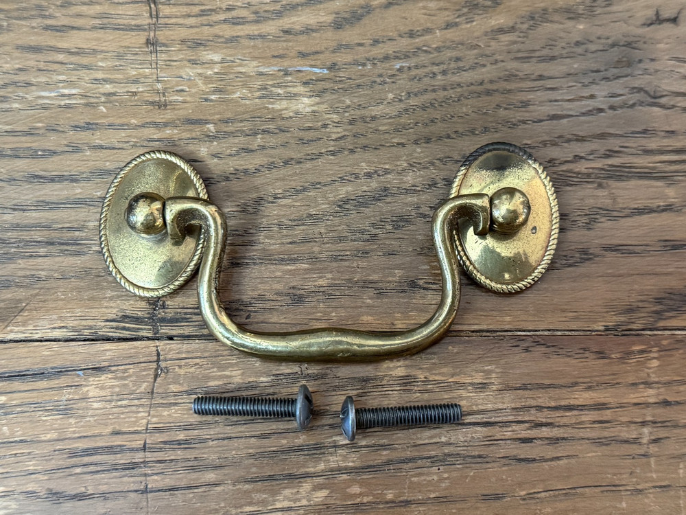 Original Henkel Harris Brass 3 in cc Drop Pull Handle K4694