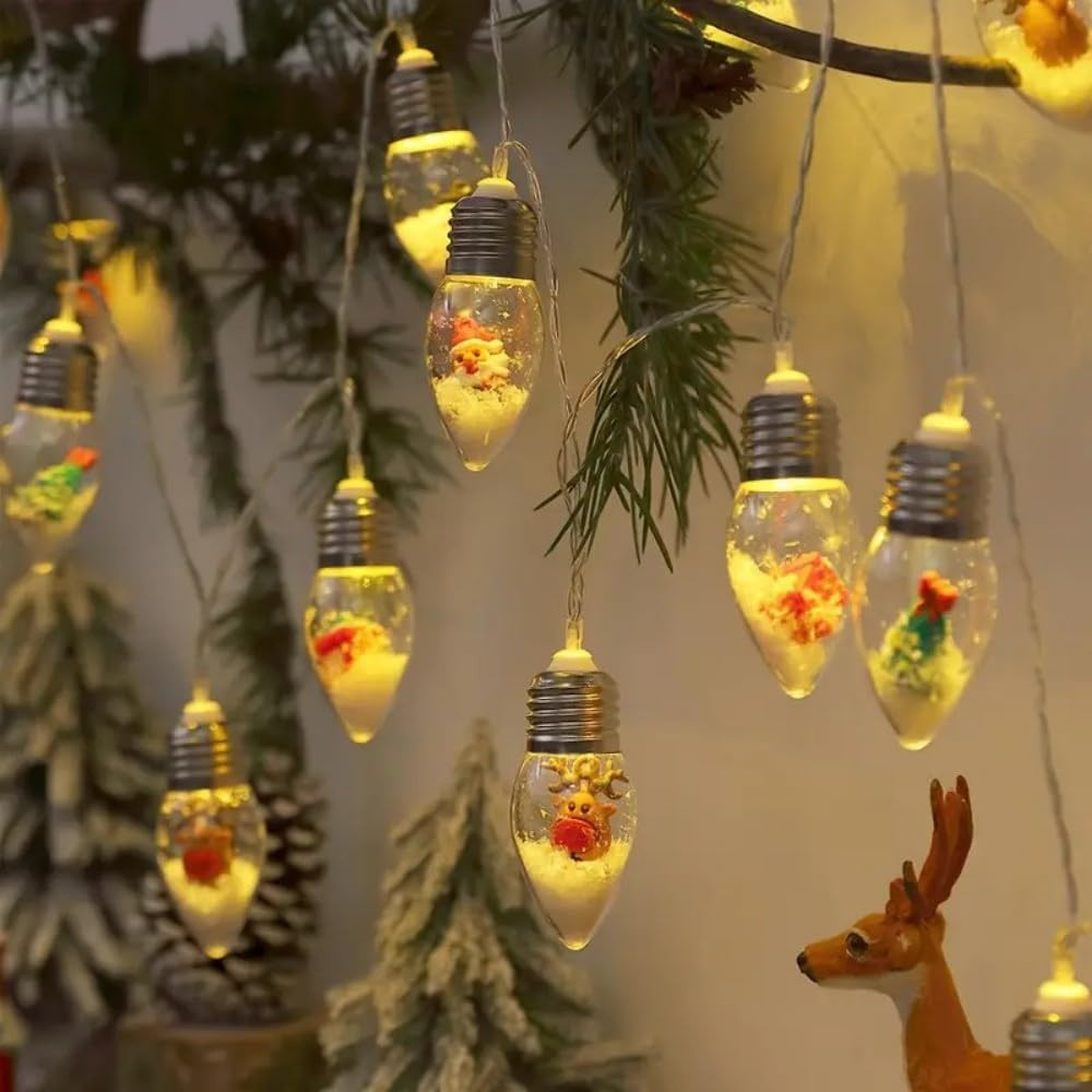 Christmas Vintage Decor String Light, 10 Led Bulbs String Lights, Indoor Christm