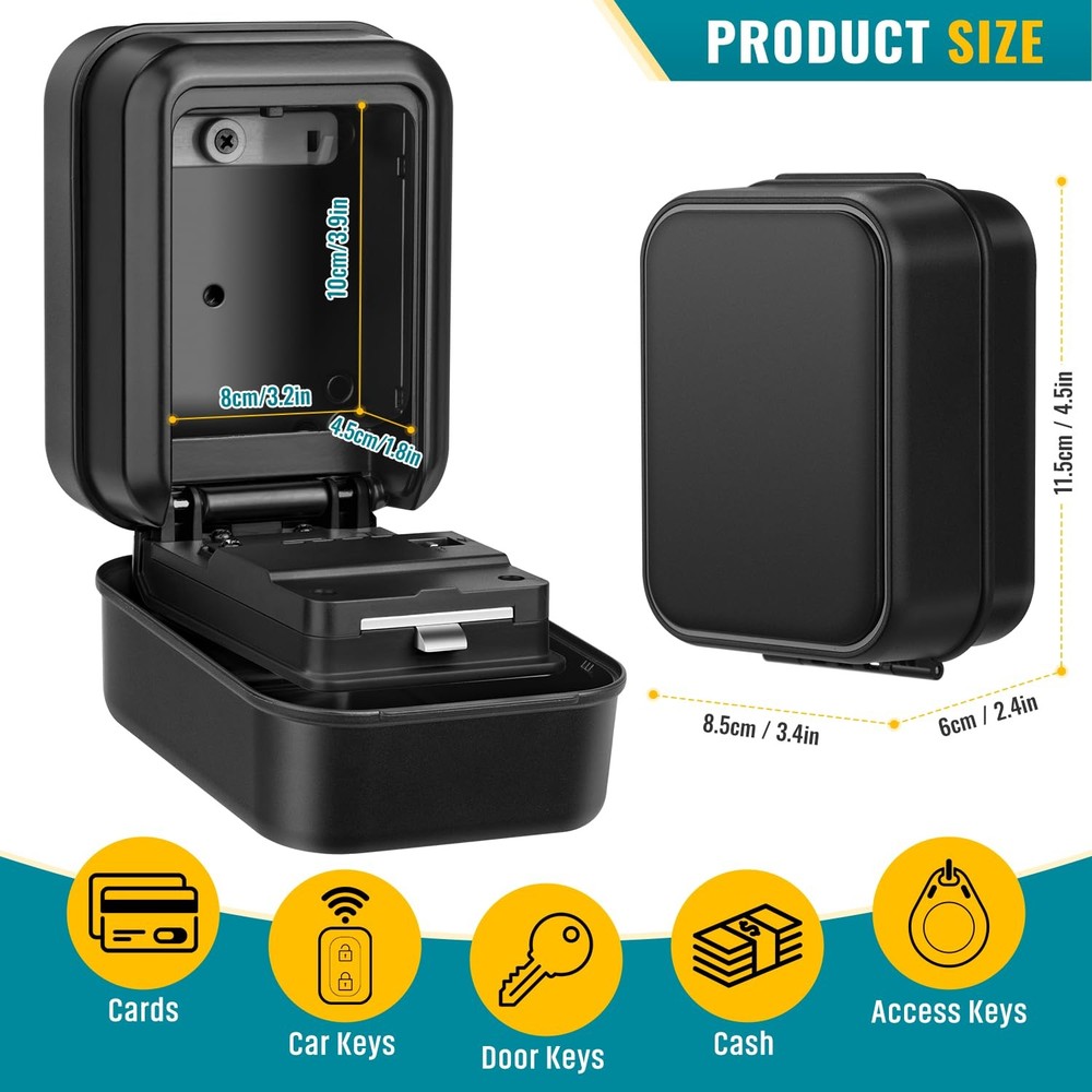 Key Lock Box, Waterproof Wall Mount Lock Box for Keys with Code, 4 Digit Comb...