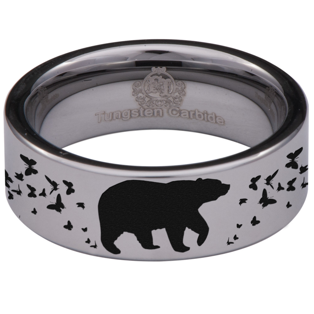 Bear and Butterfly Tungsten Carbide Ring