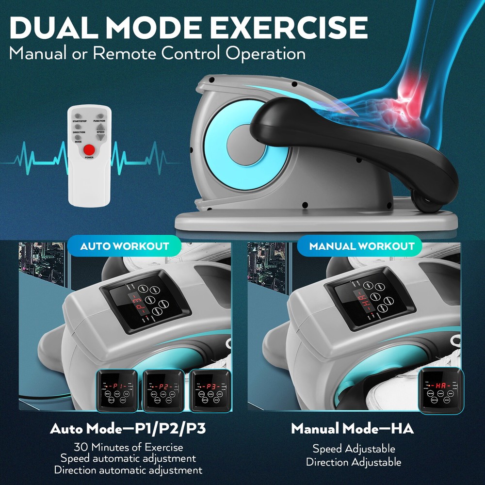Under Desk Elliptical Electric Seated Mini Pedal Exerciser with Remote Control✨