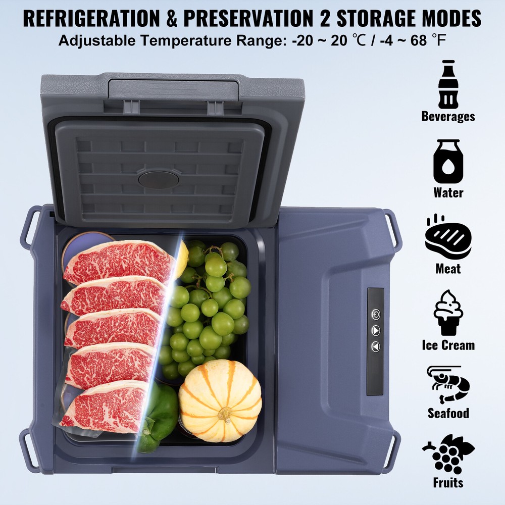 VEVOR 10QT / 9L Portable Car Refrigerator Freezer Compressor Single Zone Cooler
