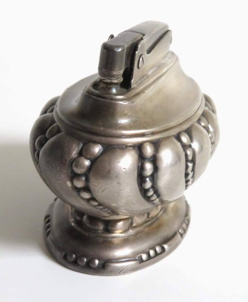 Vintage Ronson Crown Silver Plated Table Top Lighter ~ Untested, No Fuel