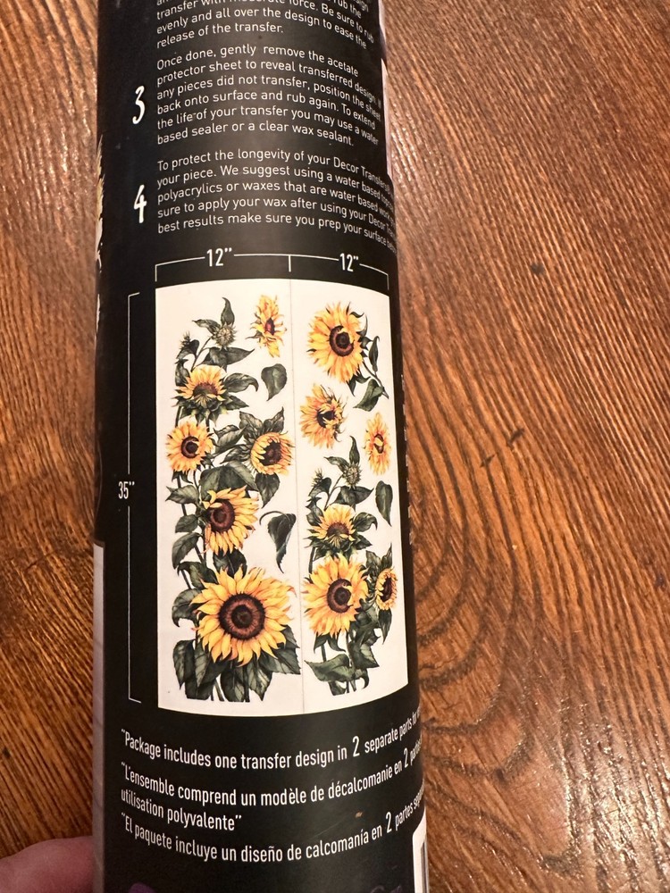 Redesign With Prima SUNFLOWER Decor Transfer 24”x35” NEW