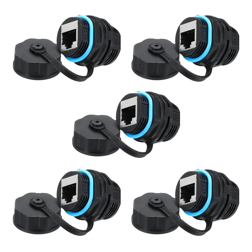 5Pack RJ45 Panel Mount Coupler Bulkhead Ethernet LAN Pass Through Connector