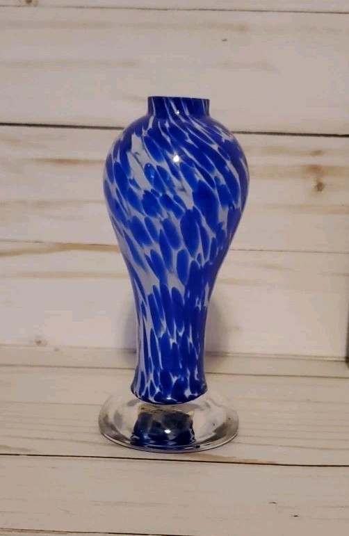 Royal Limited Perfume Bottle Blue & White Murano Style