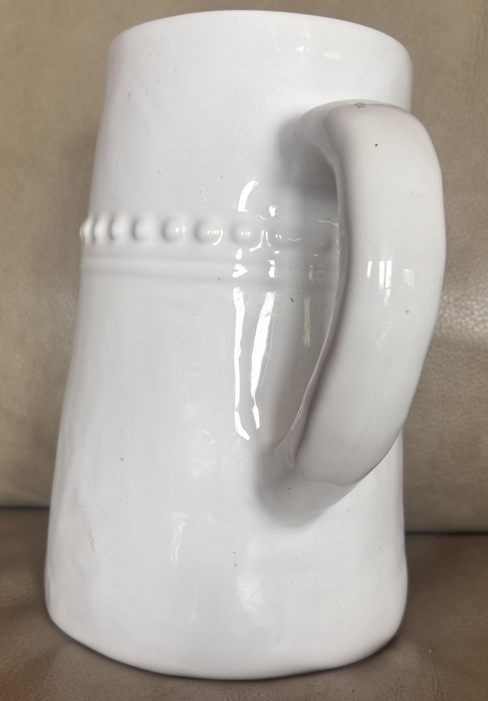 White Farmhouse Pitcher Rustic Dots Brand