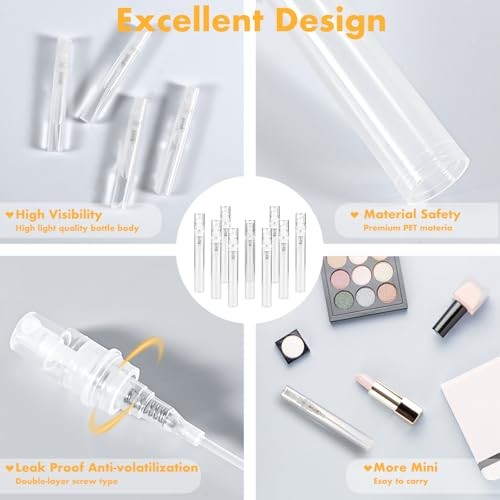 Chiallco Mini Perfume Sample Bottles, 10 Pack 5 ml Plastic Small Perfume 5ML