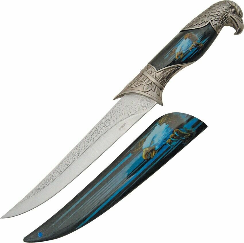 Knife 8" Decorative Stainless Blade Artwork Composition Handle w/Streaking Eagle