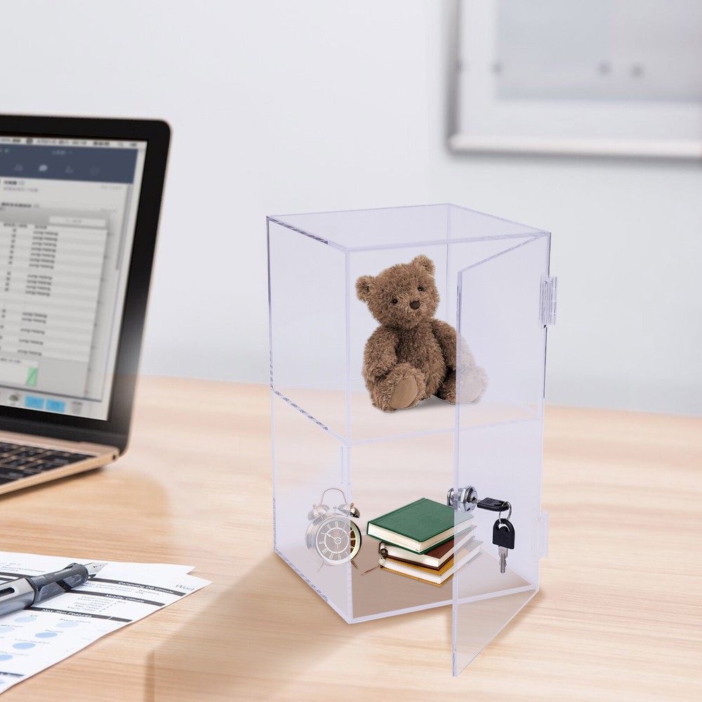 2-Layer Acrylic Display Case with Security Lock for Collectibles and Merchandise