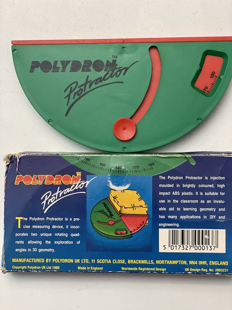 Vintage Polydron Protractor 1989 England Original package with instructions
