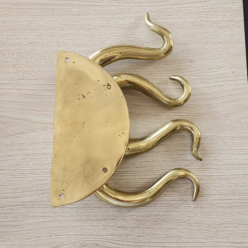 2 RUSTIC heavy Brass Stunning Large Octopus Solid Door Handle grab PULLS aged