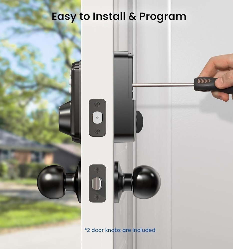 Keyless Entr DoorLock2 Knobs Electronic Backlit Keypad Deadbolt with Handle Set