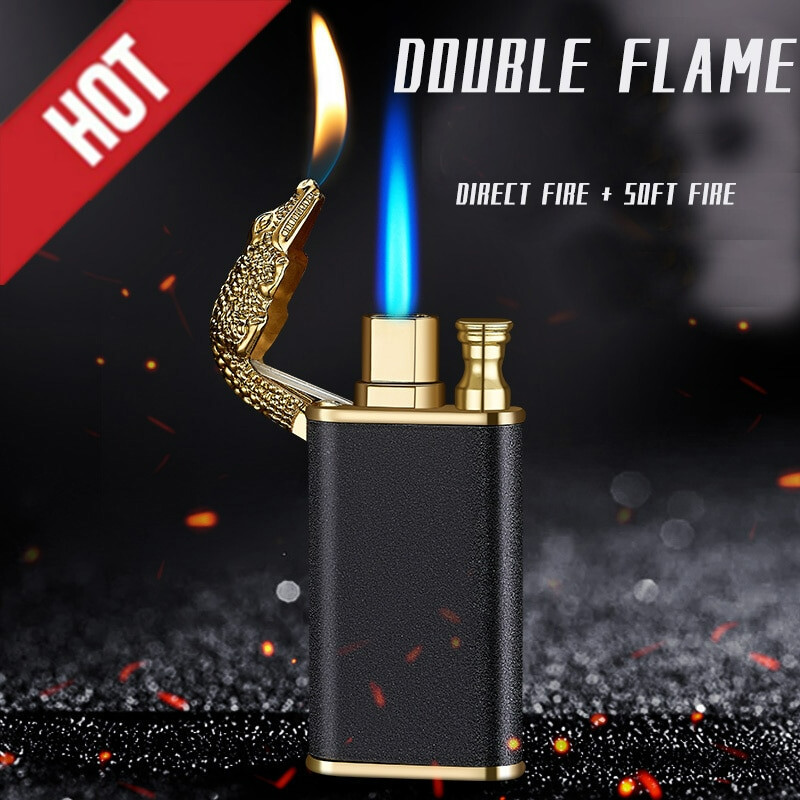Cigar Lighter Double Fire Torch Jet Windproof Creative Refillable