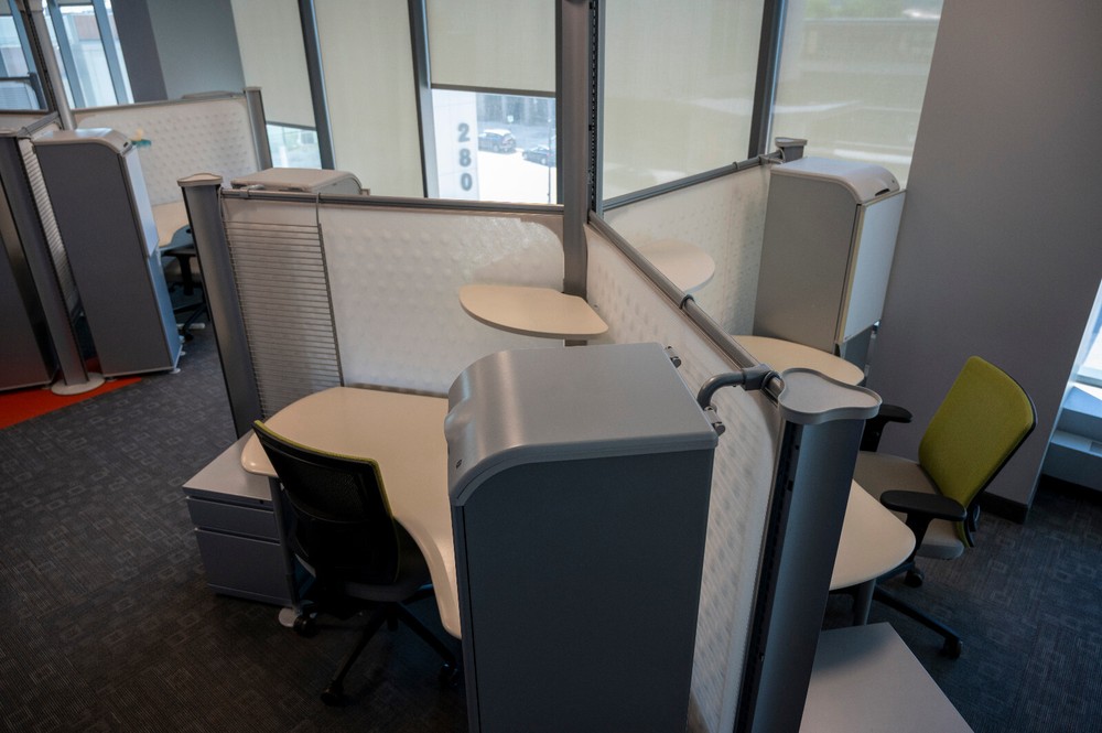 Herman Miller Resolve Workstations eachwith shelf, locker, filing cabinet & rack