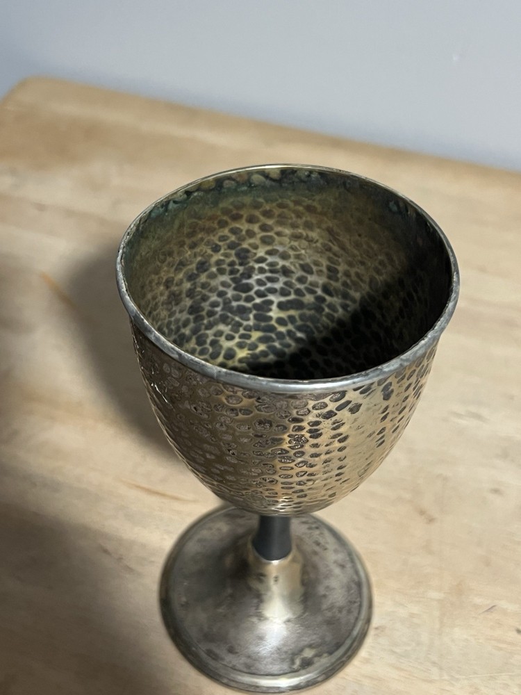 Vintage Hammered Silver Plated Goblet 6" Tall. 3" Diameter