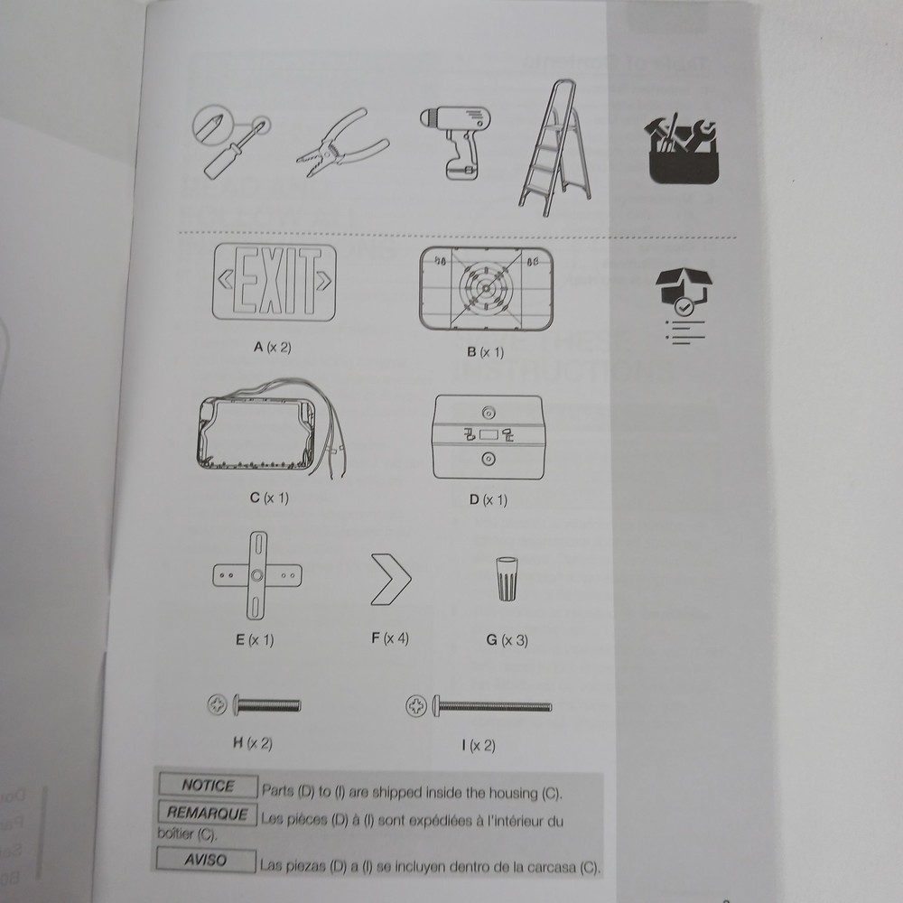 Amazon Commercial LED Emergency Exit Sign Double Face Battery Backup Open Box