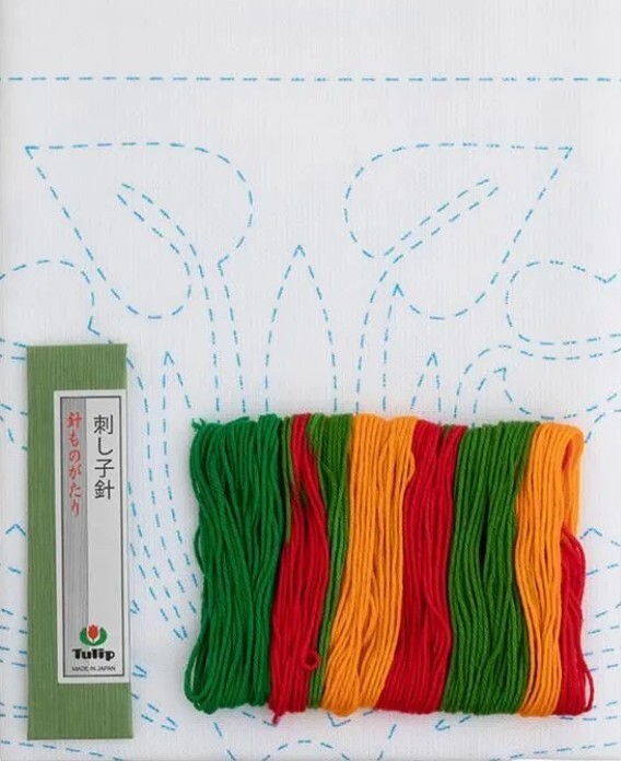 Sashiko World - HAWAII - ANTHURIUM - Sampler Kit with Needle & Thread
