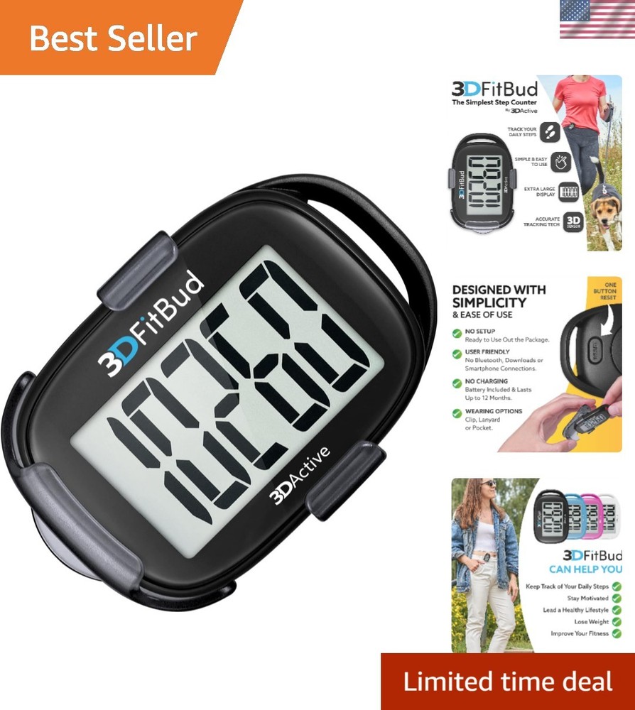 3D Tri-Axis Sensor Pedometer - Simple Step Tracker with User-Friendly Design