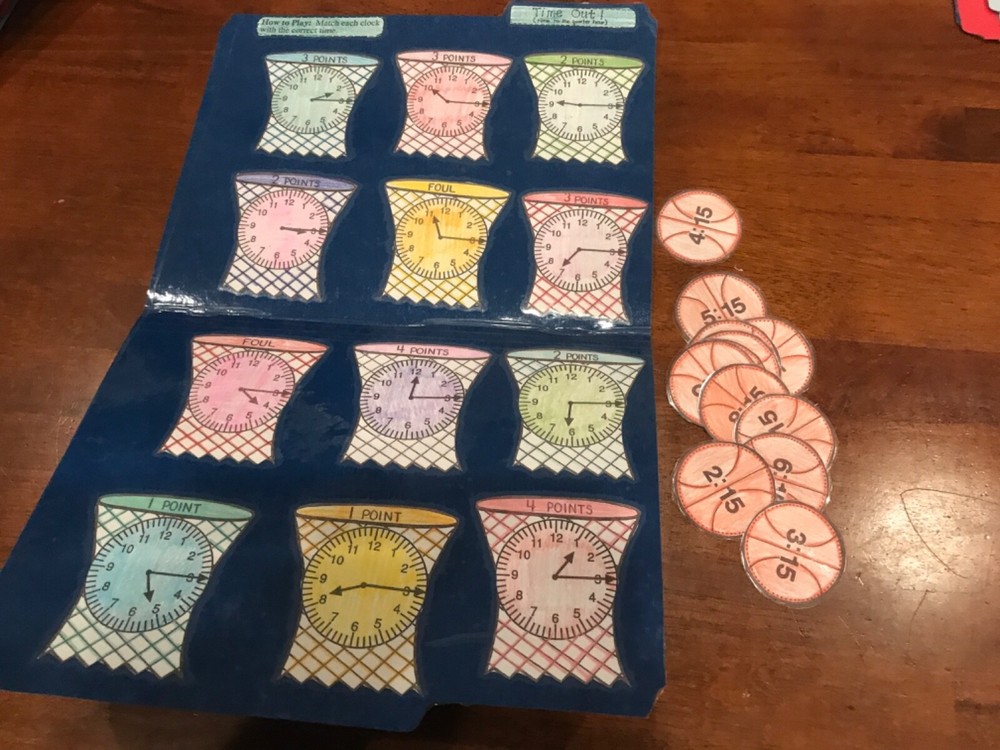 Time Out! Quarter hour time 2nd grade math file folder game teacher