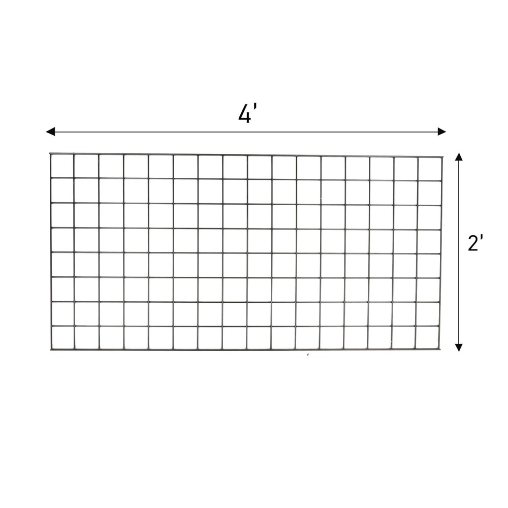 Wire Grid Panel 2' x 4' with 4 Mounts Black Display Craft Wire Grid Storage Pots