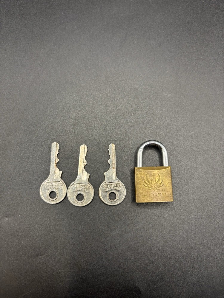 Ruger Brass Gun Lock Mini-Lock Padlock with 3 Replacement Keys