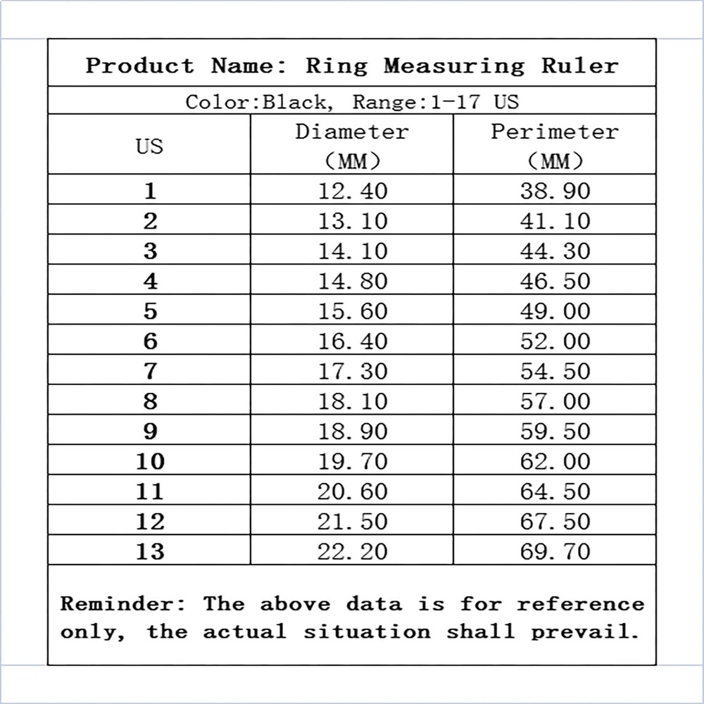 1 Pack US Ring Sizer Measuring Gauge, 1-17 Rings Size, Plastic Black