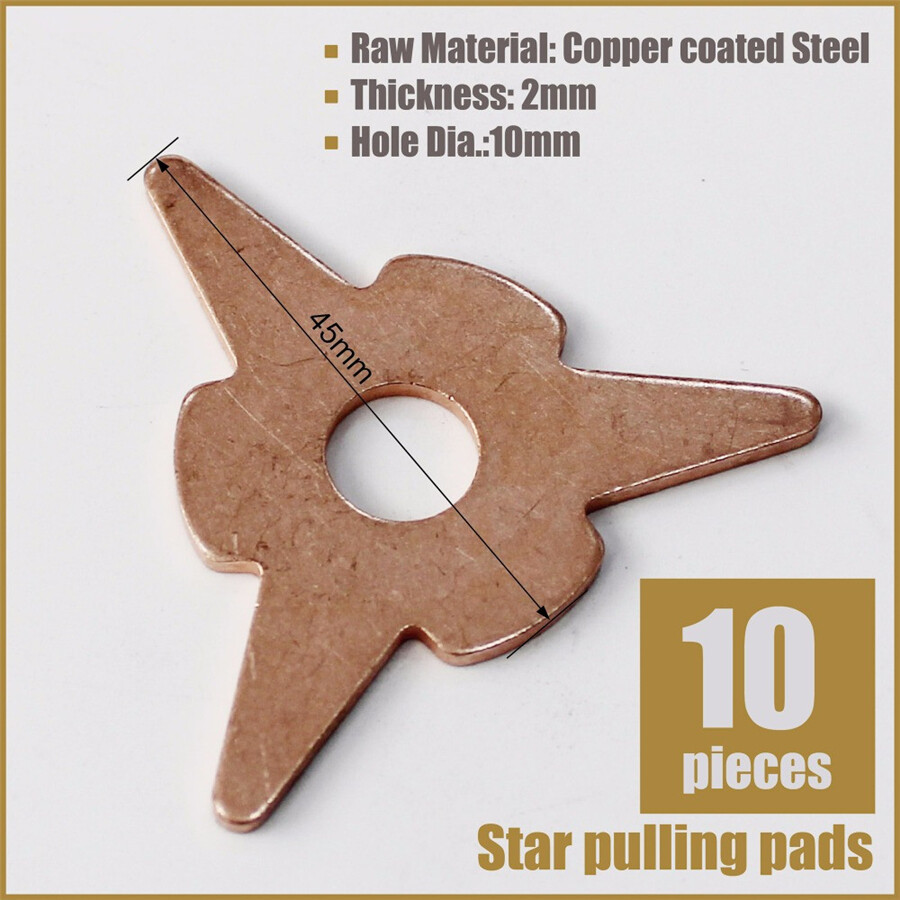 50Pcs 5 Type Stud Welding Kit Accessories Straight Twisted Dent Pulling Rings