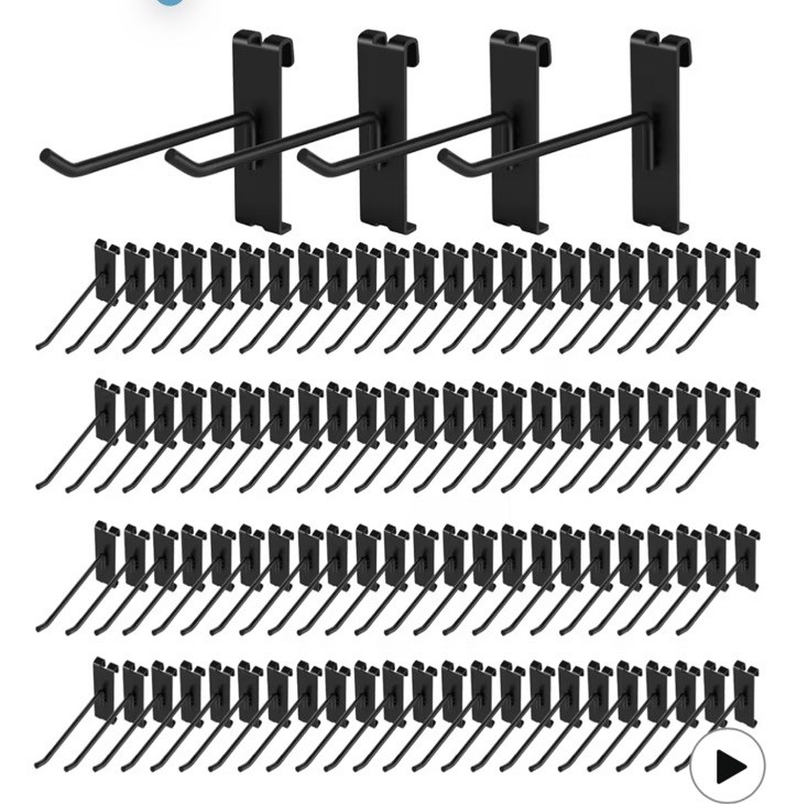 Polmart Heavy Duty 4" Gridwall/Grid Panel Hooks, Black (96-Pack, 4-inch)