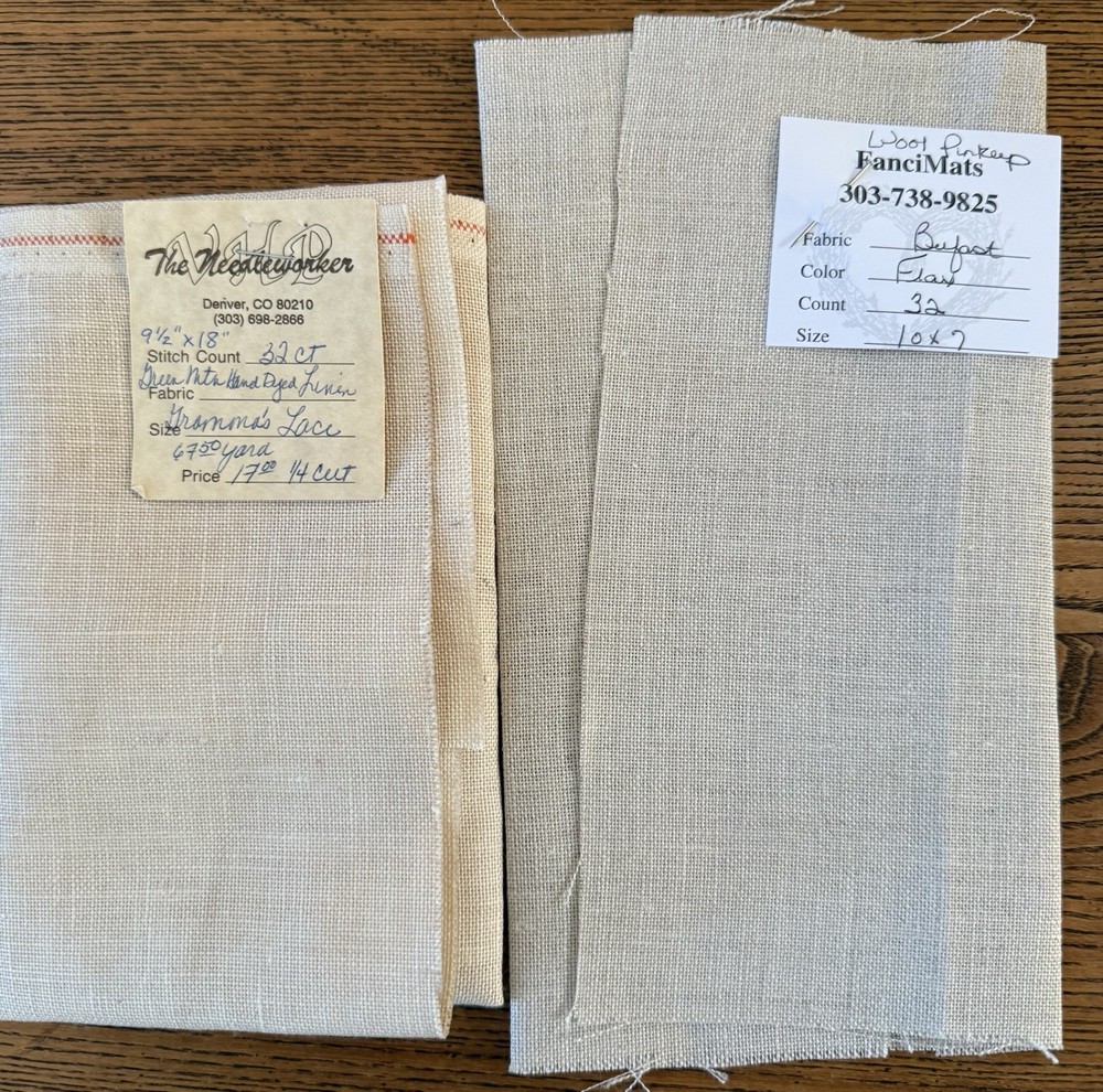 32 Count Cross Stitch Linen Fabric, 17 Pieces