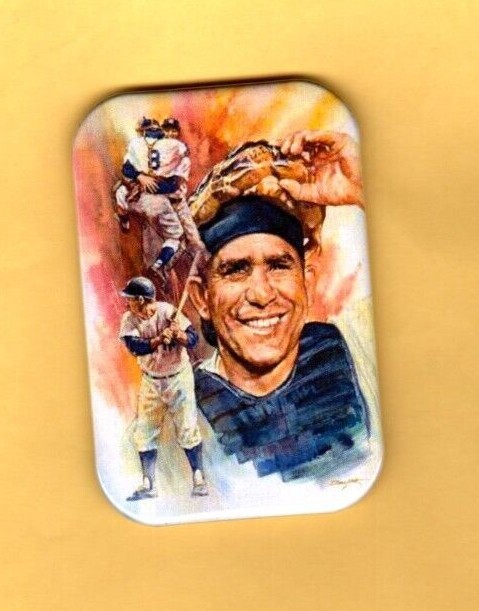 YOGI BERRA 2 MAGNETS OR , PINBACK 2"X3" W/ ROUNDED CORNER