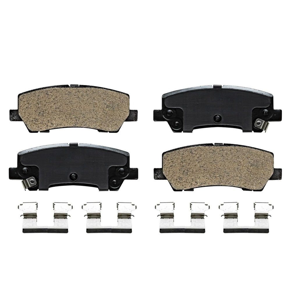 Front & Rear Ceramic Brake Pads w/ Hardware for 2015 2016 2017 2018 Ford Mustang