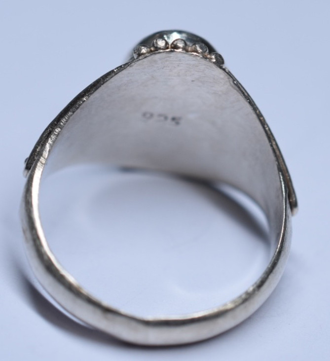 Southwestern Sterling Silver Amber Ring Size 8 Authentic Design