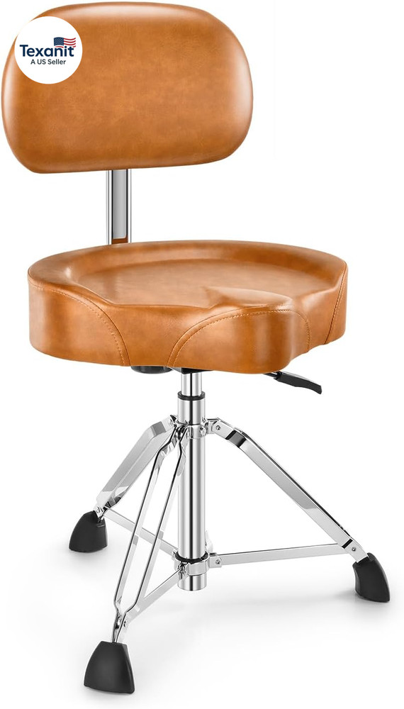 Drum Throne with Backrest, Heavy Duty Hydraulic Drum Stool Height Adjustable Mot