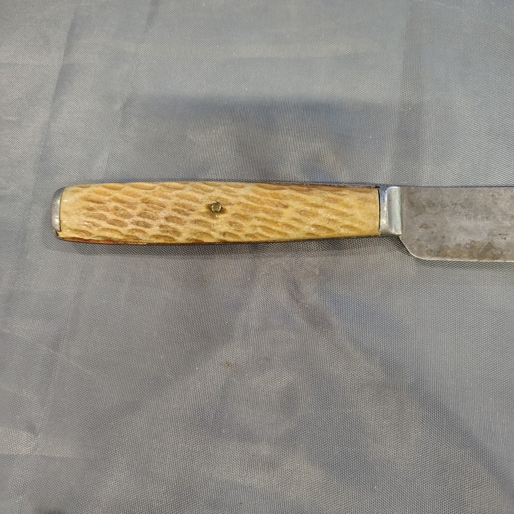 Antique Mid-Late 1800's Unmarked Bone Style Handle Knife Rounded End Very Sharp