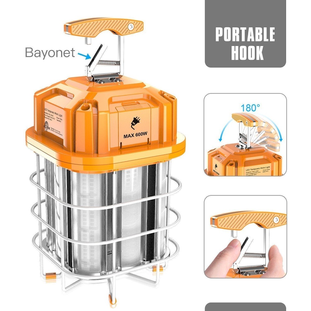 2-Pack 150Watt LED Temporary Work Light Fixture Construction Job Site Work Light