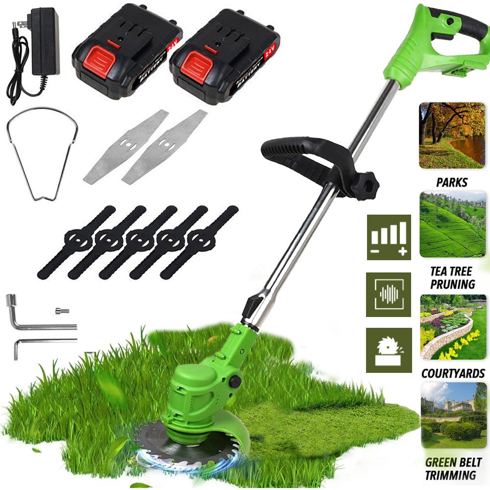 Electric Cordless Grass String Trimmer Lawn Edger Weed Wacker Cutter +2PCBattery