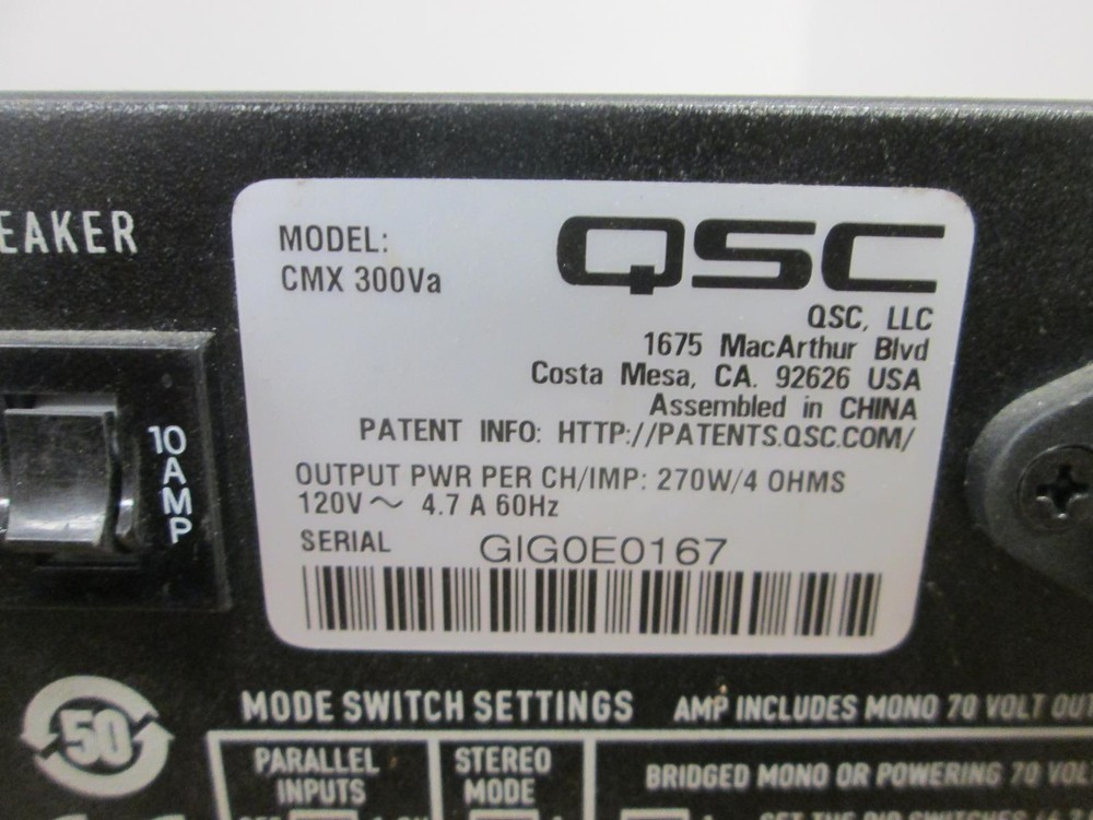 QSC CMX 300VA PROFESSIONAL POWER AMPLIFIER