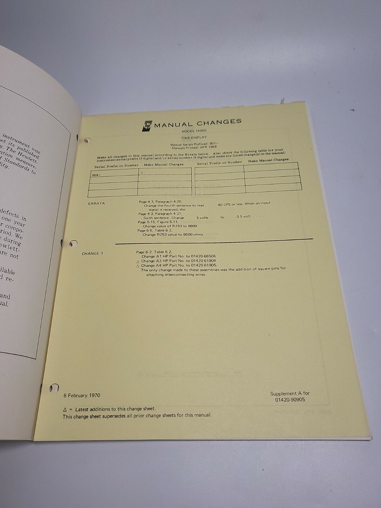 HP 1420A Time Base ~ Operating & Service Manual