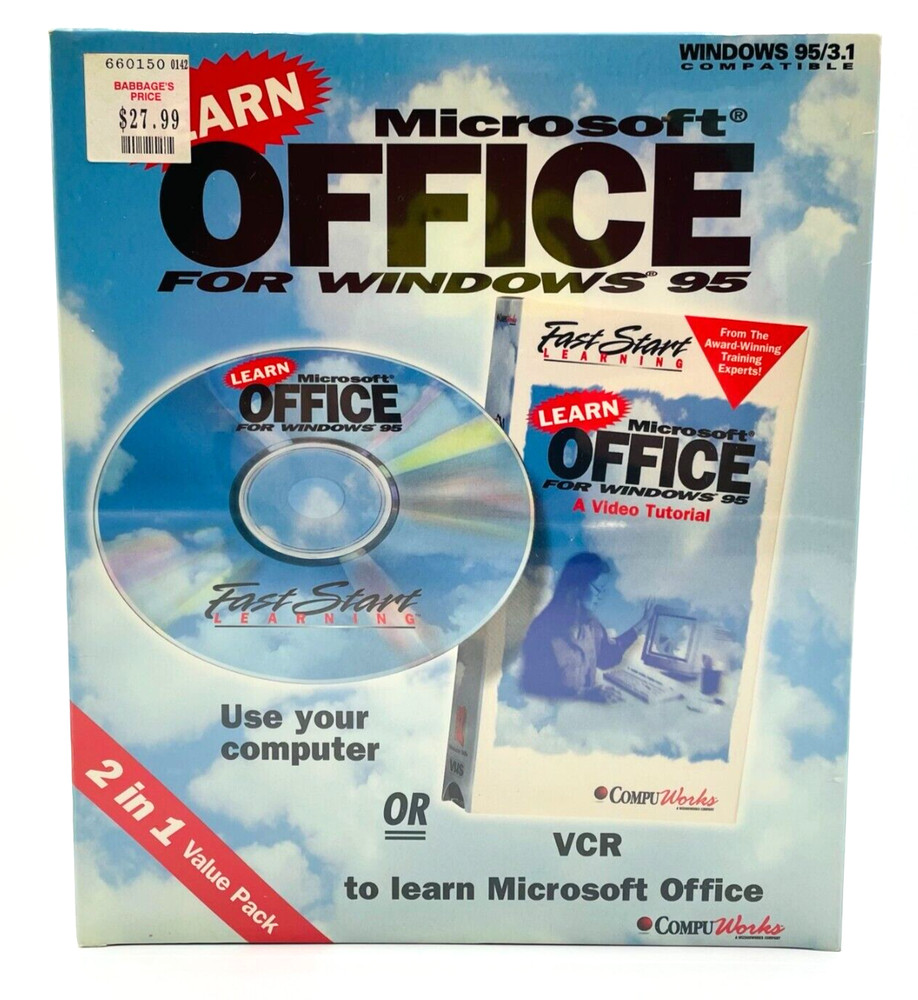 Vintage NEW Microsoft Windows 95 Fast Start Learning CD VCR Video Tutorial 1995
