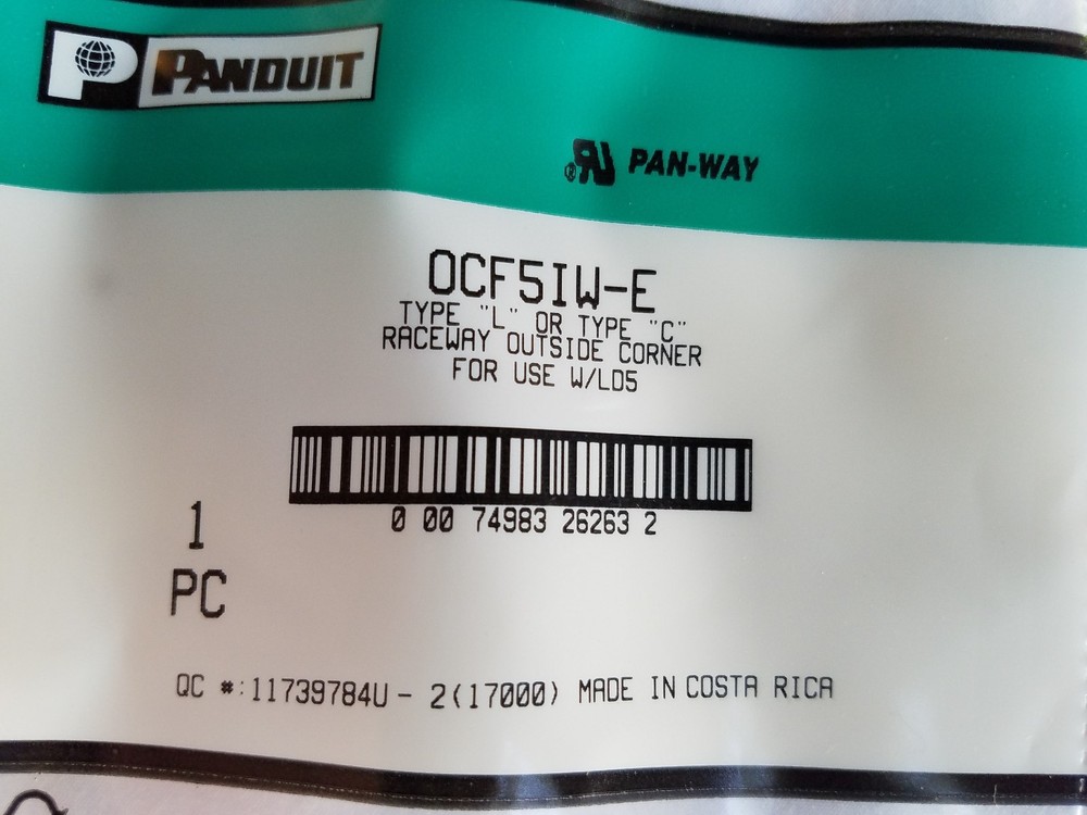 OCF5IW-E Panduit LD5 Low Voltage Outside Corner Fitting, Off White