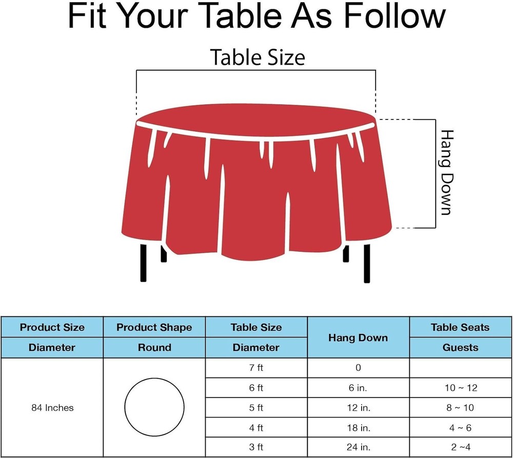 2-Pack Ruby Red Round Table Covers 84" for Weddings & Parties - Spill Resistant