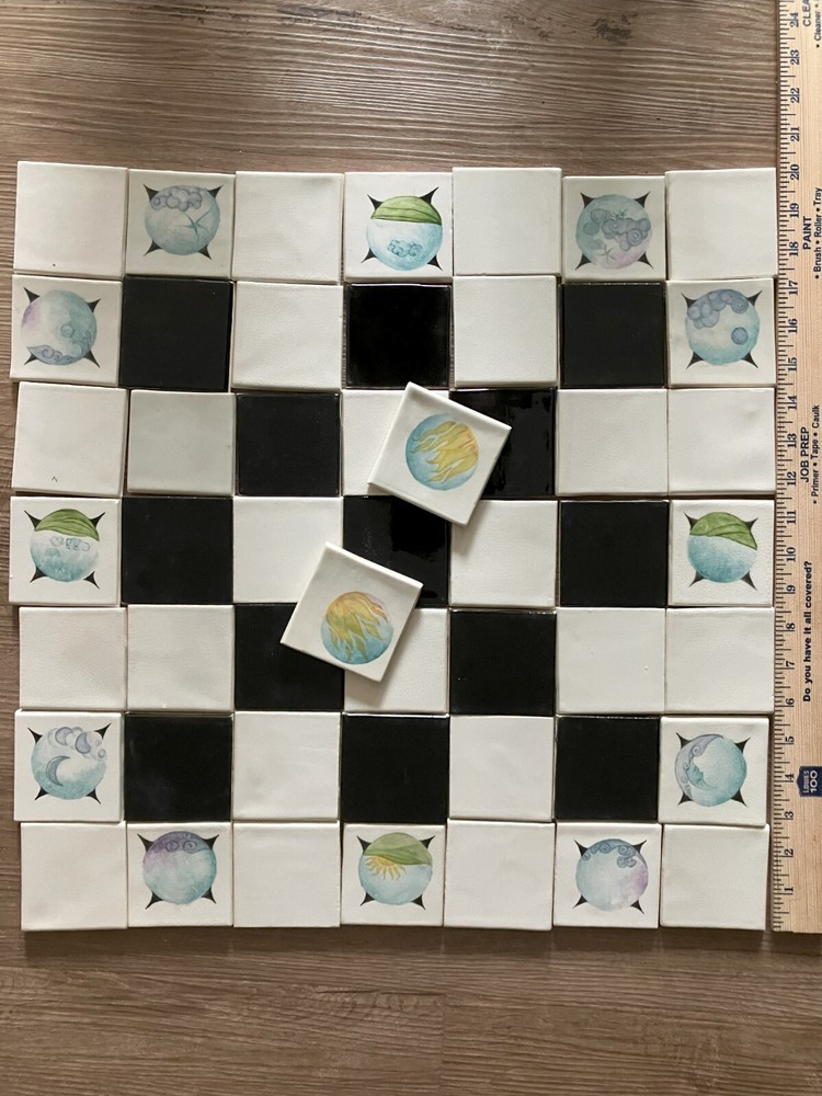Porcelain Chessboard Original Hand Painted Tiles Commissioned Work