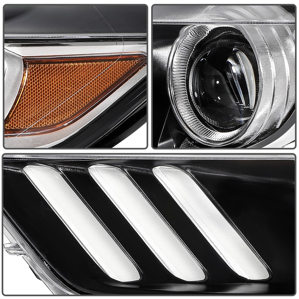 For 2015-2017 Ford Mustang Black Clear Lens Left Side Headlight Assembly