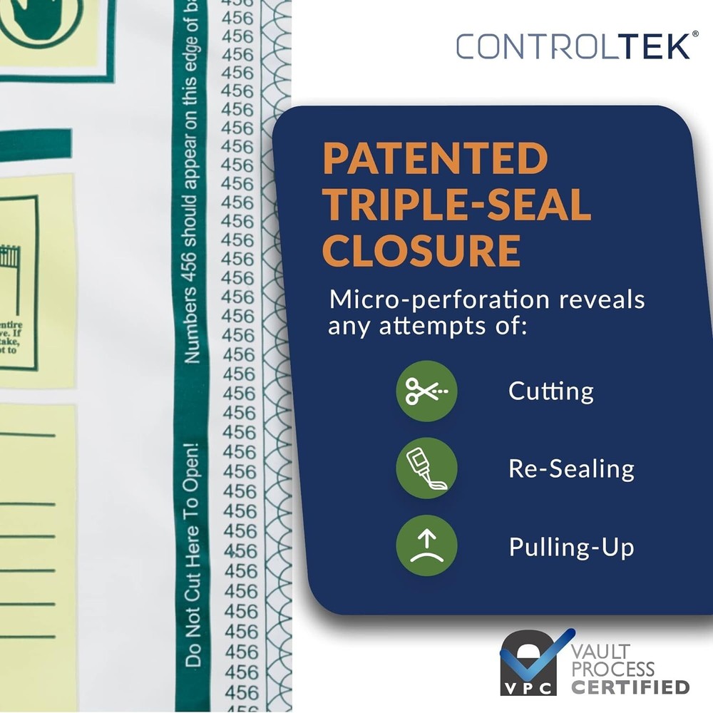 ControlTek SafeLok 9" x 12", White, 100 Bags