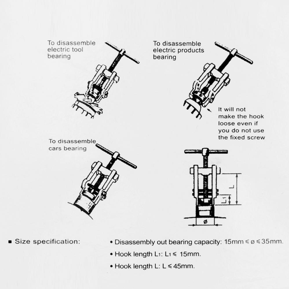 Adjustable 2-Jaw Gear Puller Motorcycle Car Auto Removal Tool for Gears Pulley